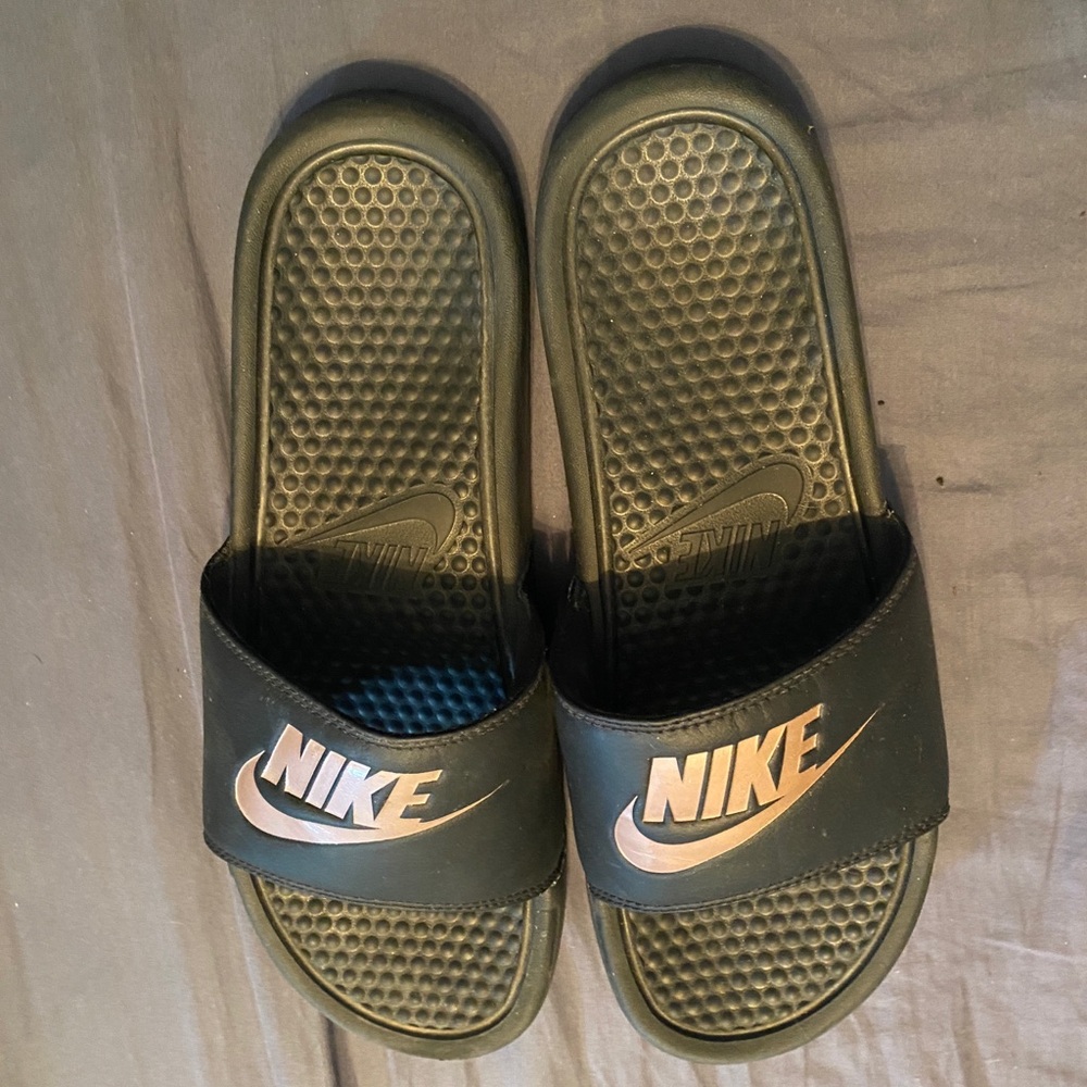 Nike Black and Rose Gold Slides size 11 Women